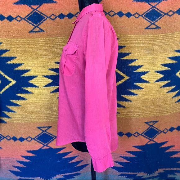 Vintage Cherry Stix ltd Pink Button down Polycotton Top. 1960’s. Large. Pockets. - Picture 4 of 16